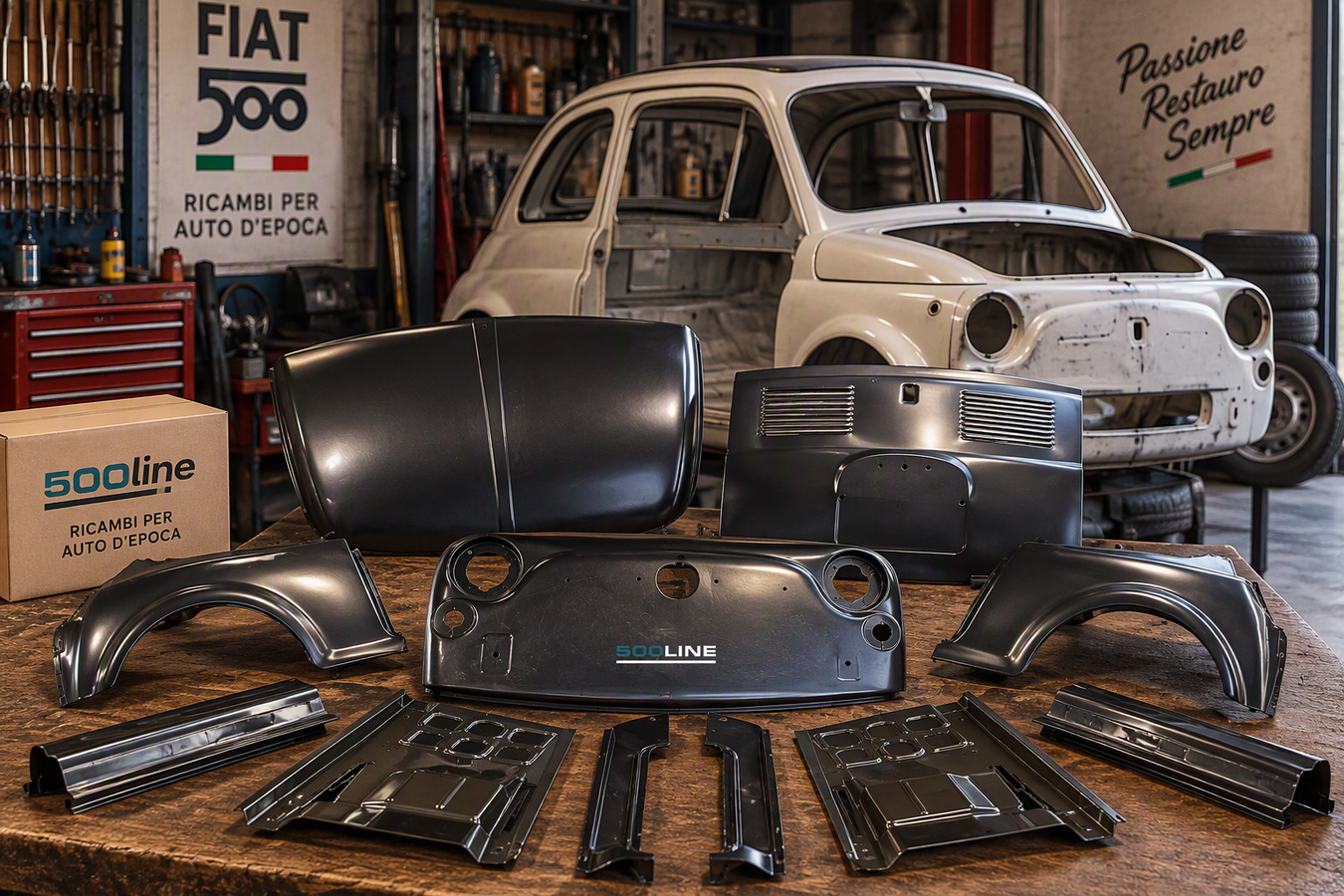 Lamierati Fiat 500 d'epoca per restauro carrozzeria - 500line