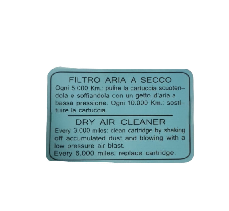 Adesivo scatola Filtro aria a secco Fiat 500 N D