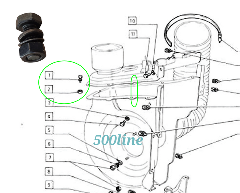 Kit bullone completo fissaggio carter convogliatore aria motore Fiat 500 126 