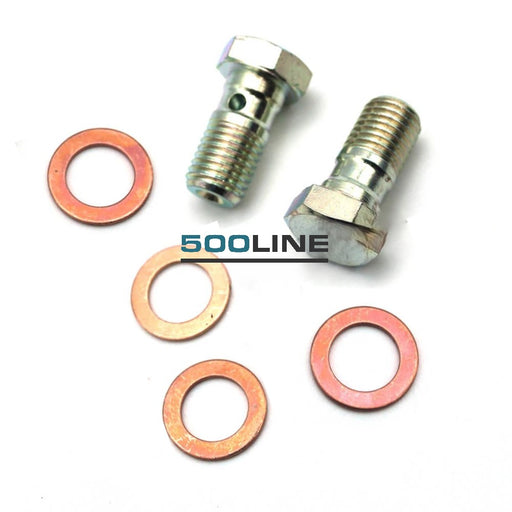 Coppia bulloni tra cilindretto e tubo flessibile freno con rondelle in rame Fiat 500