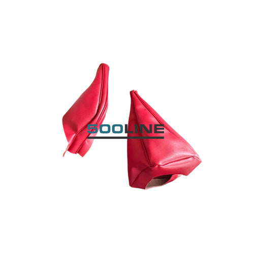 Coppia cuffie in ecopelle Leva cambio e freno a mano colore Rosso alta qualità estetica ottima