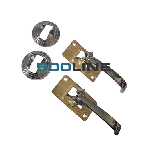 Coppia maniglie apriporta interne cromate Fiat 126 prima serie con ghiere 