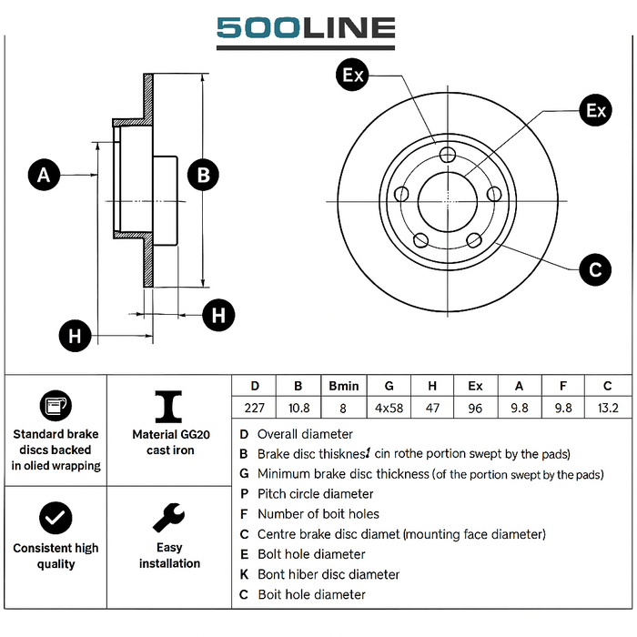 Coppia dischi  Freno Anteriore Fiat Panda 141 alta performance