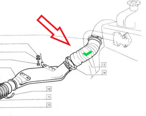 Dettaglio disegno Tubo Gomma Convogliatore Aria Riscaldamento Fiat 500 126 - Alta Qualità