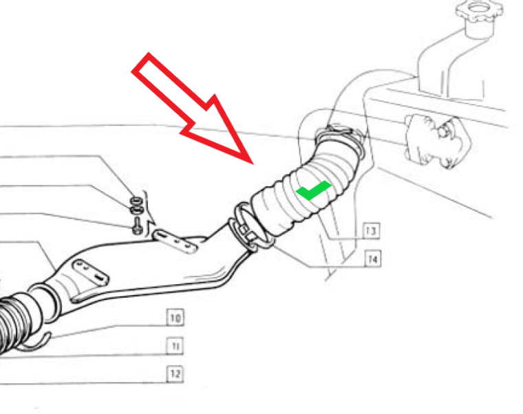 Dettaglio disegno Tubo Gomma Convogliatore Aria Riscaldamento Fiat 500 126 - Alta Qualità