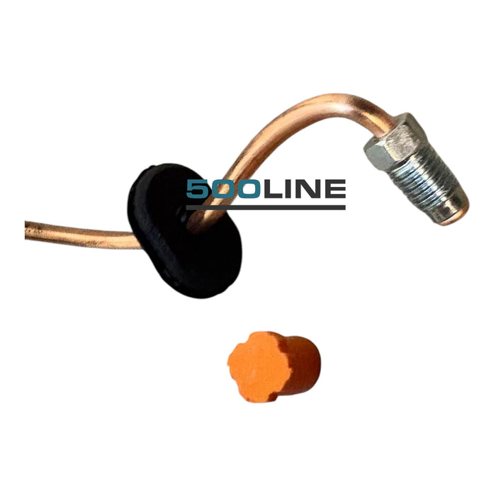 Tubo freno in rame anteriore sinistro compatibile con Fiat 126, realizzato con piegature precise per un'installazione semplice.