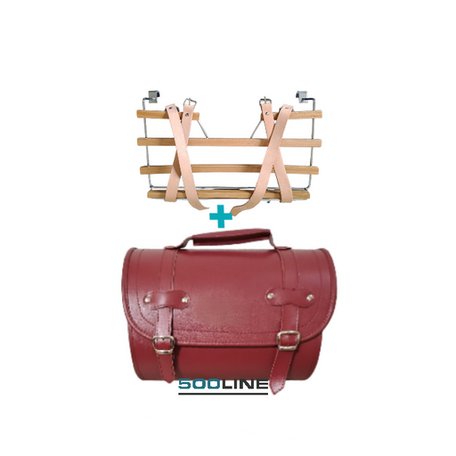 KIt Valigia borsa con portavaligia posteriore ecopelle BORDEAUX Fiat 500 epoca alta qualita' 
