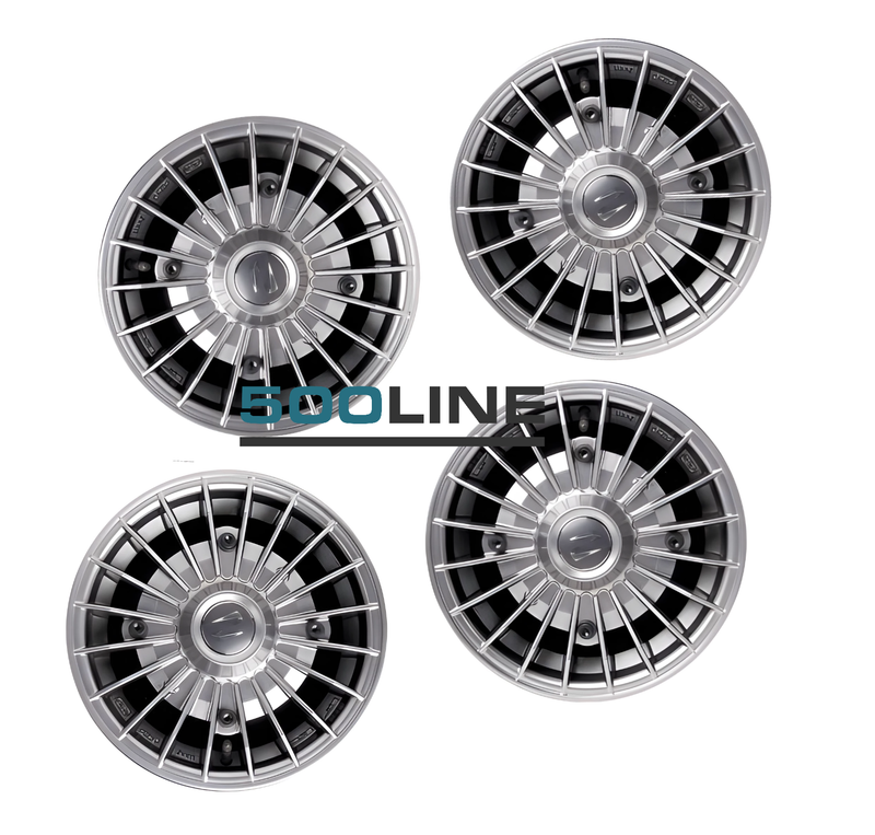 Kit 4 Cerchi in lega modello Grifo superlook per Fiat 500/126 metalizzato attacco largo restaura la fiat 500 con accessori tuning 