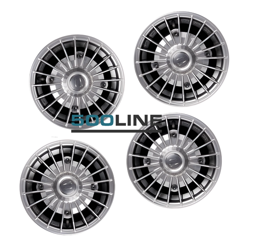 Kit 4 Cerchi in lega modello Grifo superlook per Fiat 500/126 metalizzato attacco largo restaura la fiat 500 con accessori tuning 