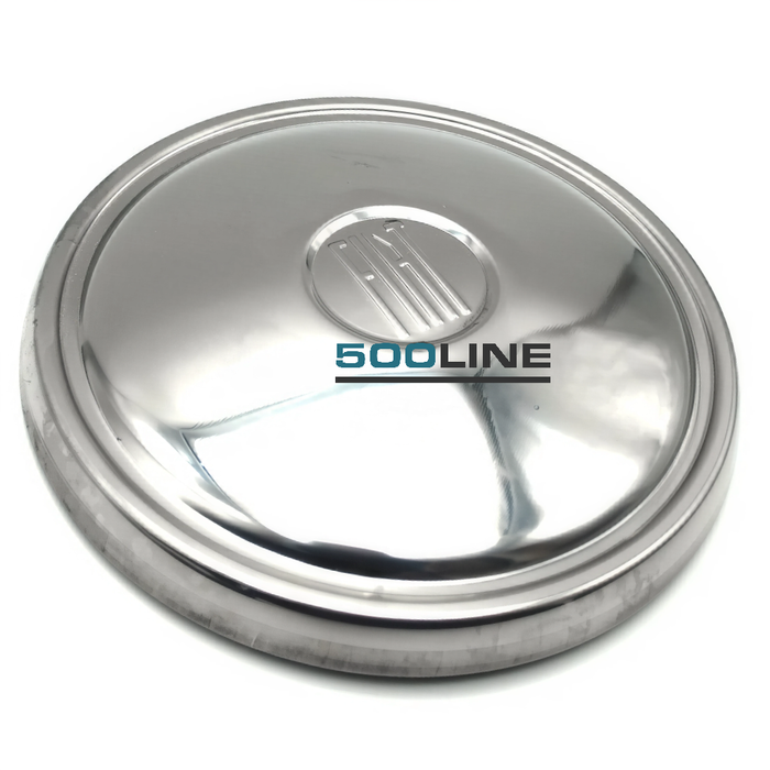 Kit 4 coppe ruota cerchi Fiat 500 Giardiniera acciaio cromato con logo fiat  altissima qualità di rcambi per la familiare dell'epoca