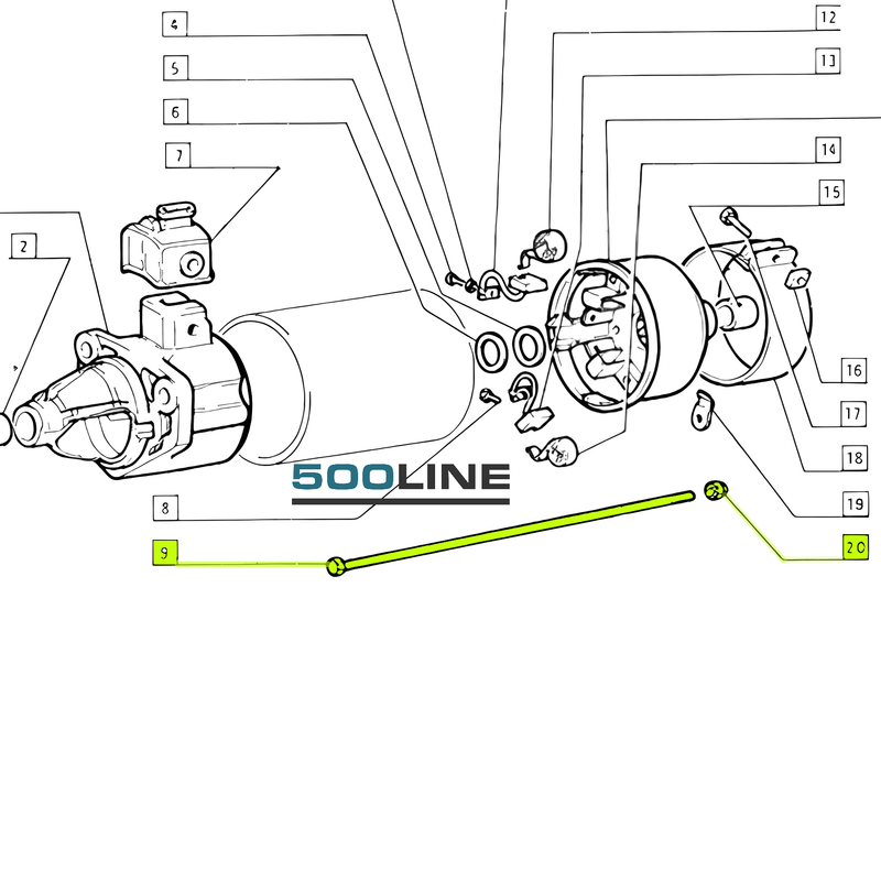 Kit Bulloni tiranti motorino avviamento Fiat 500 126