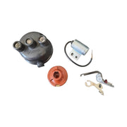 Kit completo Spinterogeno alta qualità per Fiat 500 N, D, F, L d'epoca, include spazzola rotante, calotta, punte platinate, e condensatore Magneti Marelli o Bosch, perfetto per restauro e manutenzione