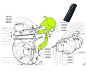 Kit Tubo aria  raffreddamento motore  Fiat 500 N D F L R con fasce di fissaggio disegno schema 