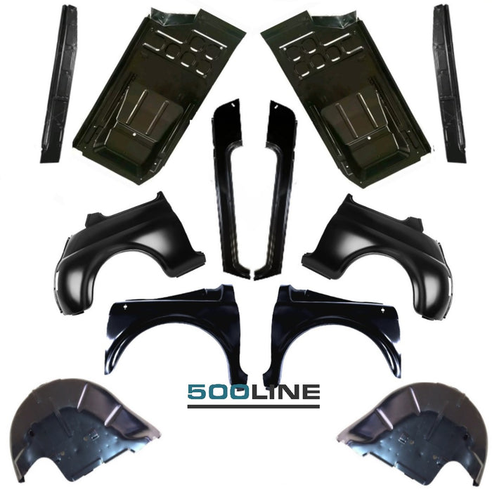 Kit lamerati Fiat 500 F l R epoca alta qualita resistenza passaruote parafanghi sottoporta pianali fondi restauro perfetto 