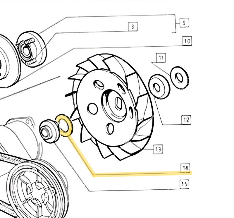 Speciale sluitring voor de koelventilator van klassieke Fiat 500- en 126-modellen