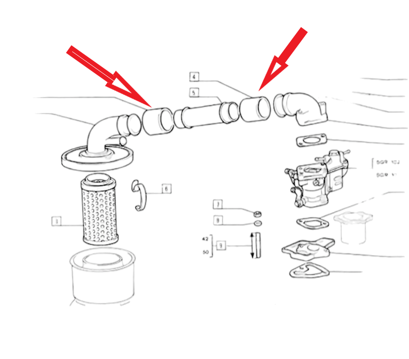Manguito de tubo del filtro de aire al carburador Fiat 500 R 126 época