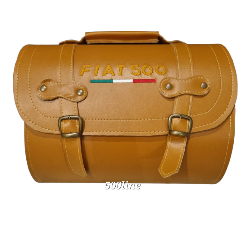 Maleta bolsa trasera con logo 500 alta calidad piel marrón