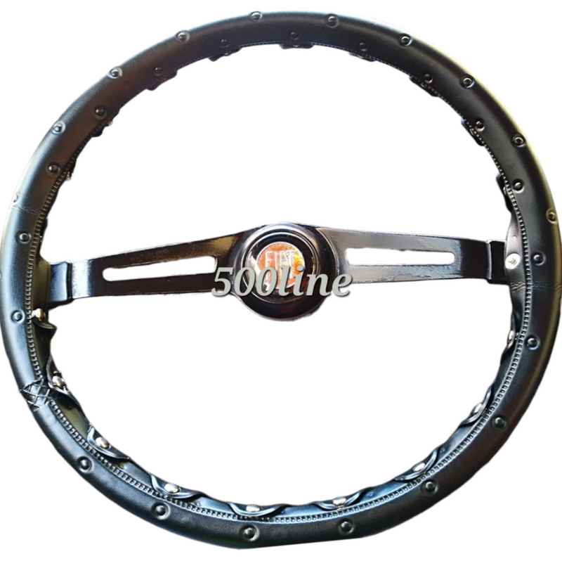 High quality black steering wheel cover for Fiat 500 NDFLR and vintage Giardiniera