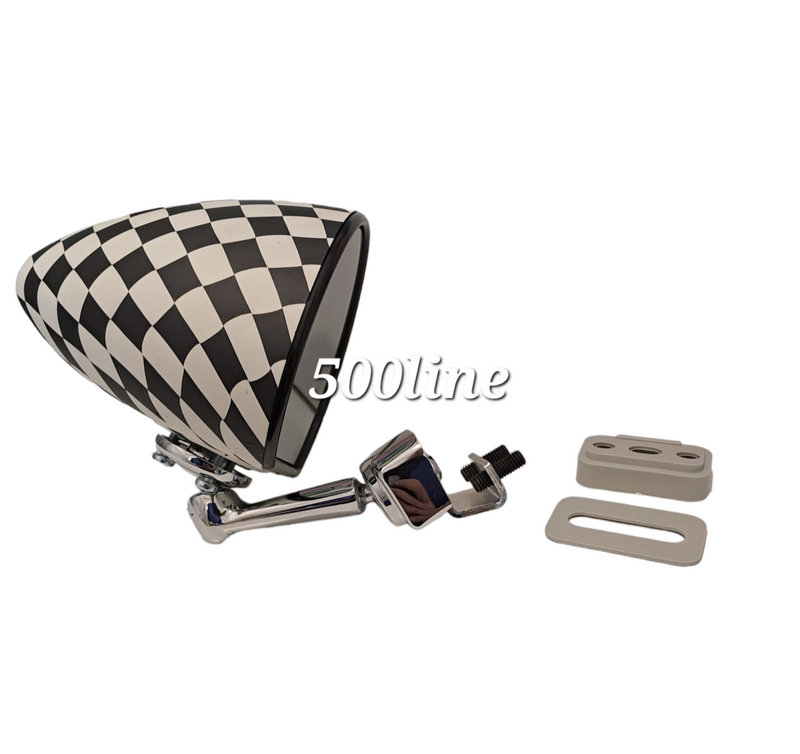 Specchio Retrovisore Laterale a Morsetto a Scacchi | Fiat 500 e Auto d'Epoca