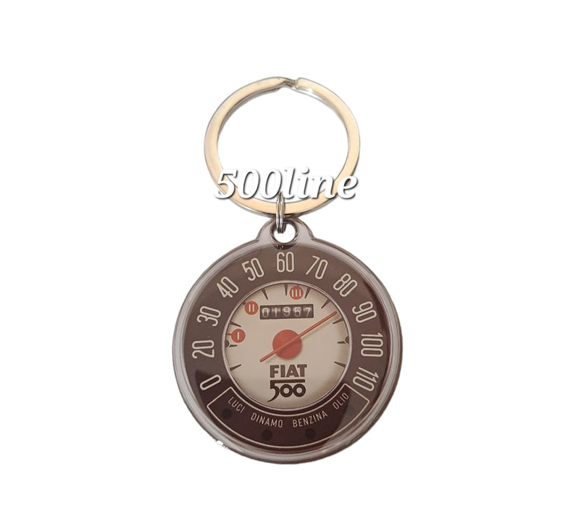 Fiat 500 ronde sleutelhanger snelheidsmeter