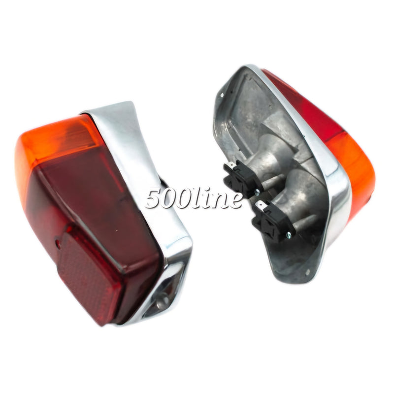 Par de faros traseros completos Fiat 500 N D Base de Zamak con Juntas