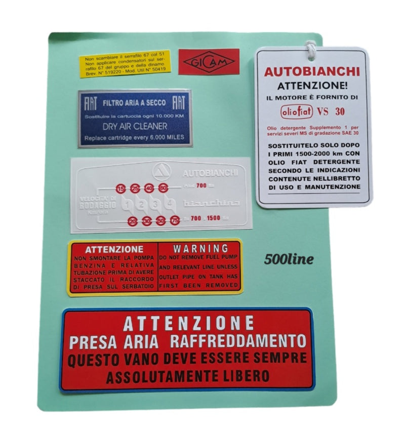 Kit adesivi completo Autobianchi 500 Giardiniera  Autobianchi Bianchina