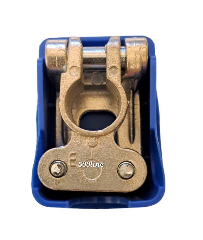 Morsetto batteria negativo con attacco rapido blu  Fiat 500 126 d'epoca