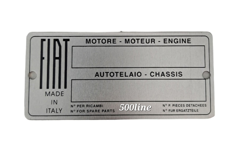 Placa de identificación de aluminio para Fiat 500 N clásica de alta calidad