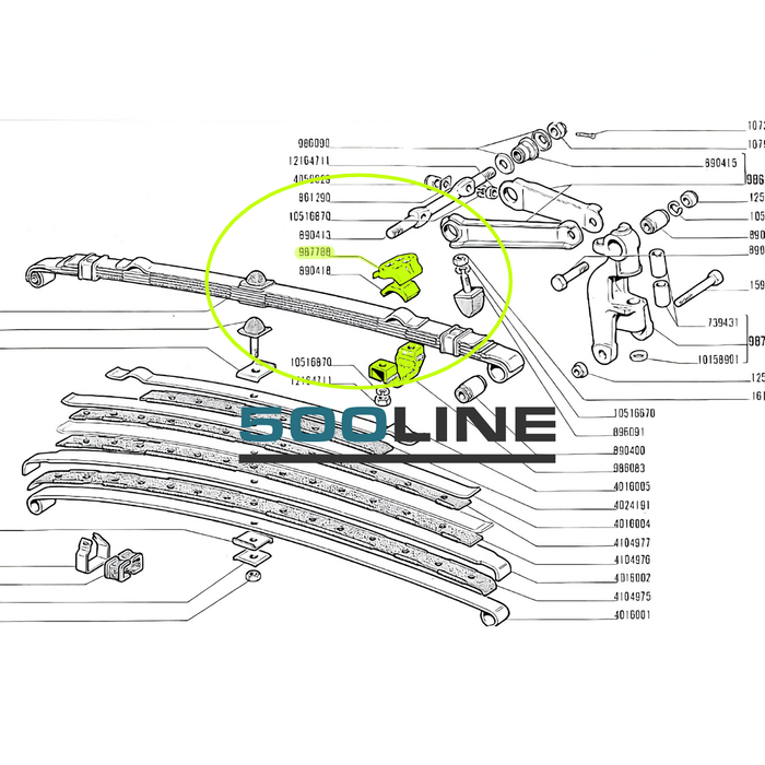 Super Kit completo supporti Balestra Fiat 500 126 d'epoca