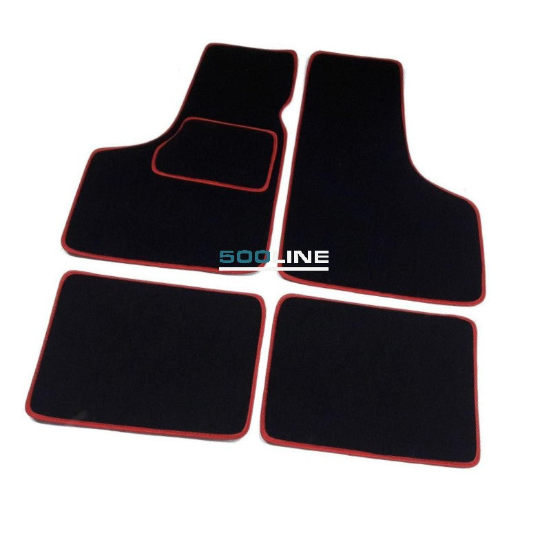 Tappetini interni 4 pezzi Fiat 126 – Bordo colorato Rosso 