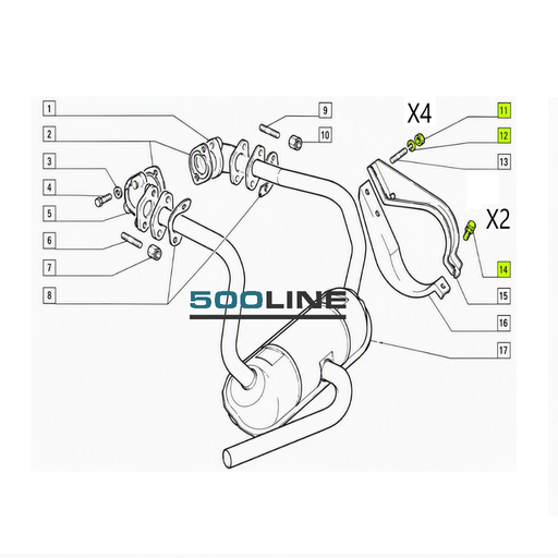 Kit Bulloneria Fissaggio Marmitta staffe Fiat 500 e 126 alta qualità resistenza particolari tecnici