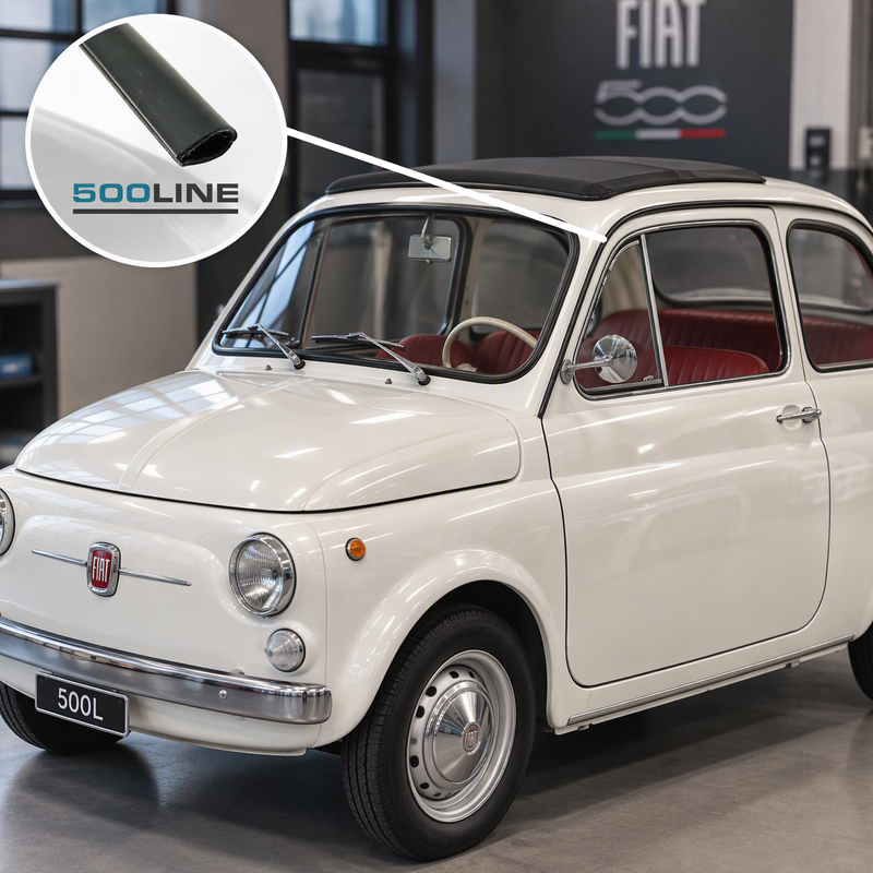 Profilo nero gocciolatoio Fiat 500 e Fiat 126 850  in alluminio, kit 4 metri procedura tutorial