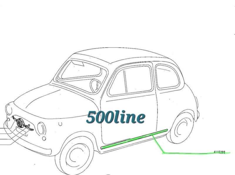 Set dorpellijsten in verchroomd staal voor Fiat 500 F/L, hoge kwaliteit
