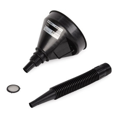 Removable plastic funnel with mesh filter