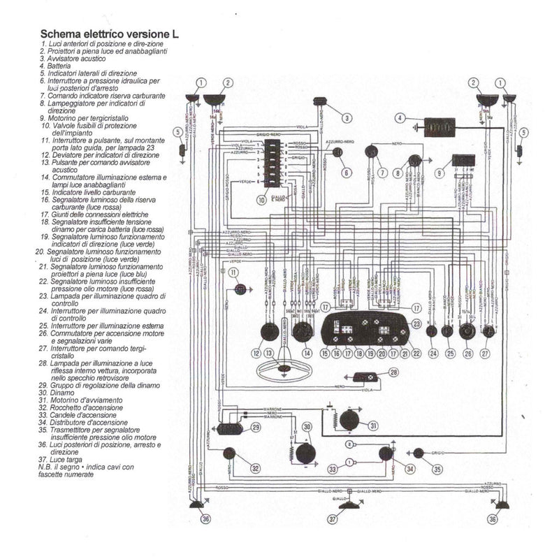 schema impianto elettrico fiat 500  tutorial