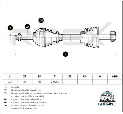 Demi-arbre de roue gauche Fiat Panda 141 vintage et Y10