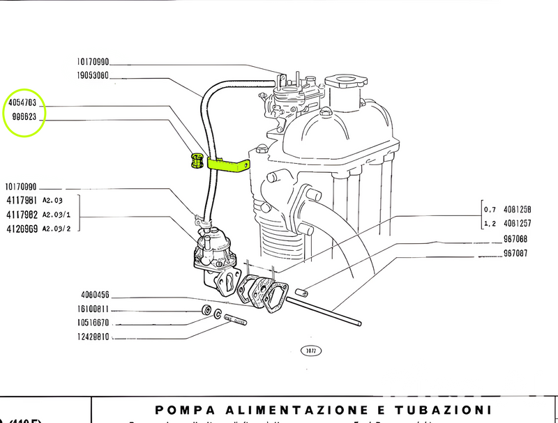 Soporte y goma de fijación del tubo de gasolina para Fiat 500 N D F L R
