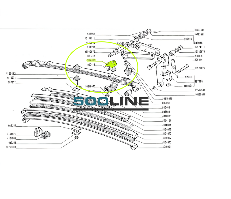 Par de soportes superiores para alojamiento de tope de ballesta Fiat 500 126 de época