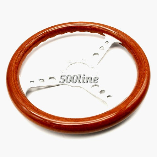 Volante deportivo de caoba Fiat 500 tipo Mille Miglia de 320 mm con logo y botón